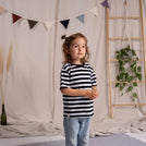 Mini Streivenhörnchen - Gestreiftes T-Shirt aus Biobaumwolle, Schwarz/Weiß