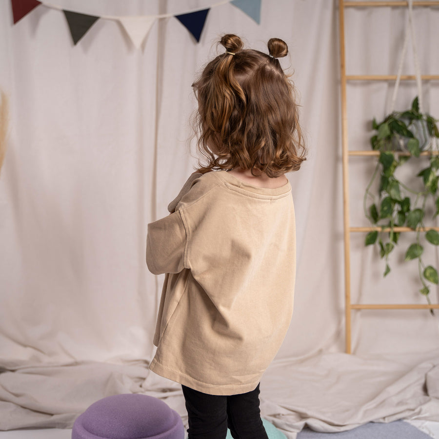 Mini Vlamingo - Oversized Kinder T-Shirt aus dicker Biobaumwolle, Beige