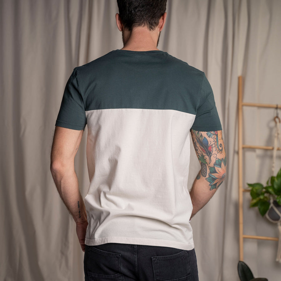 Olav - Halfbase T-Shirt aus Biobaumwolle, Grün/Ecru