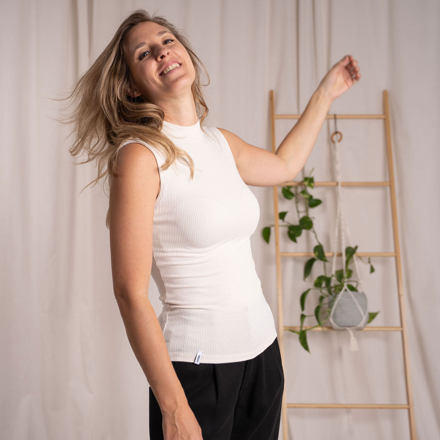 Ovelia - Neck-Top aus Bambus, Ecru