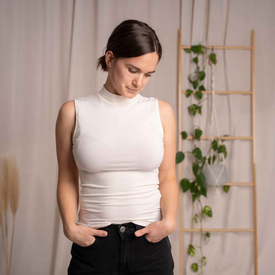Ovelia - Neck-Top aus Bambus, Ecru