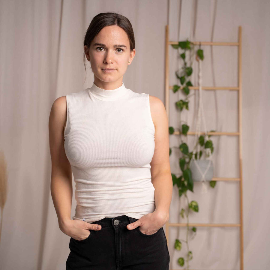 Ovelia - Neck-Top aus Bambus, Ecru