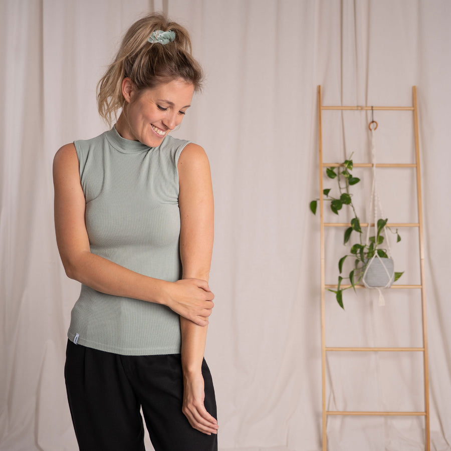 Ovelia - Neck-Top aus Bambus, Pastellgrün