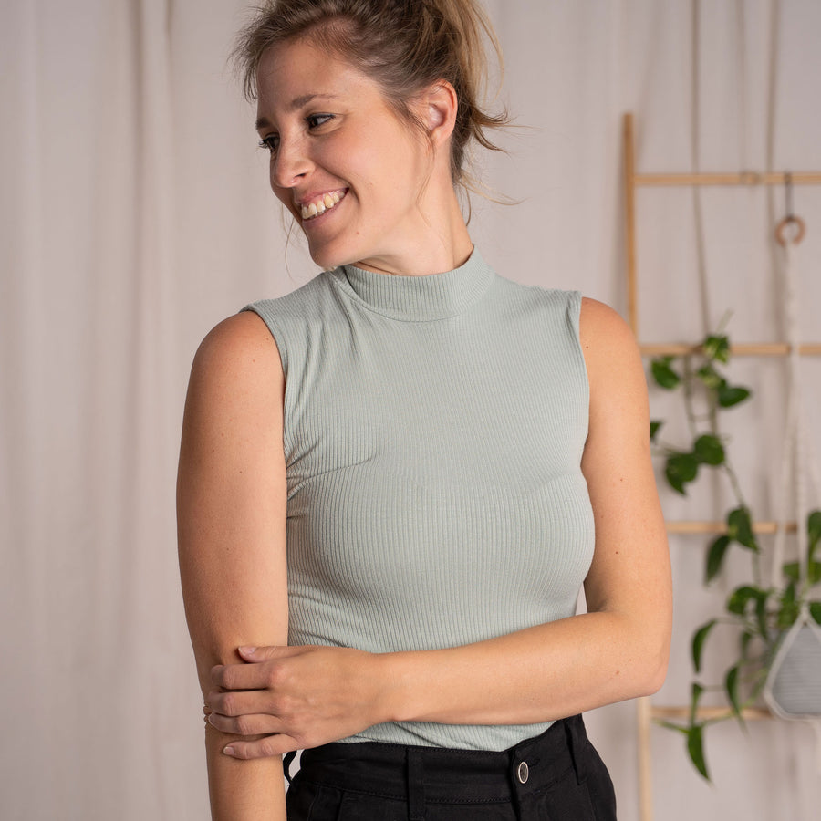 Ovelia - Neck-Top aus Bambus, Pastellgrün