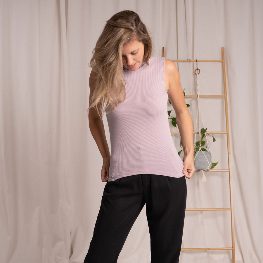 Ovelia - Neck-Top aus Bambus, Pastelllila