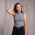 Ovelia - Neck-Top aus Bambus, Blaugrau