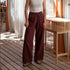 Savira - Wide-Leg Hose aus Leinen, Weinrot