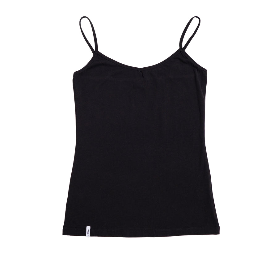 Silvia - Spaghetti-Trägertop aus Biobaumwoll-Mix, Schwarz