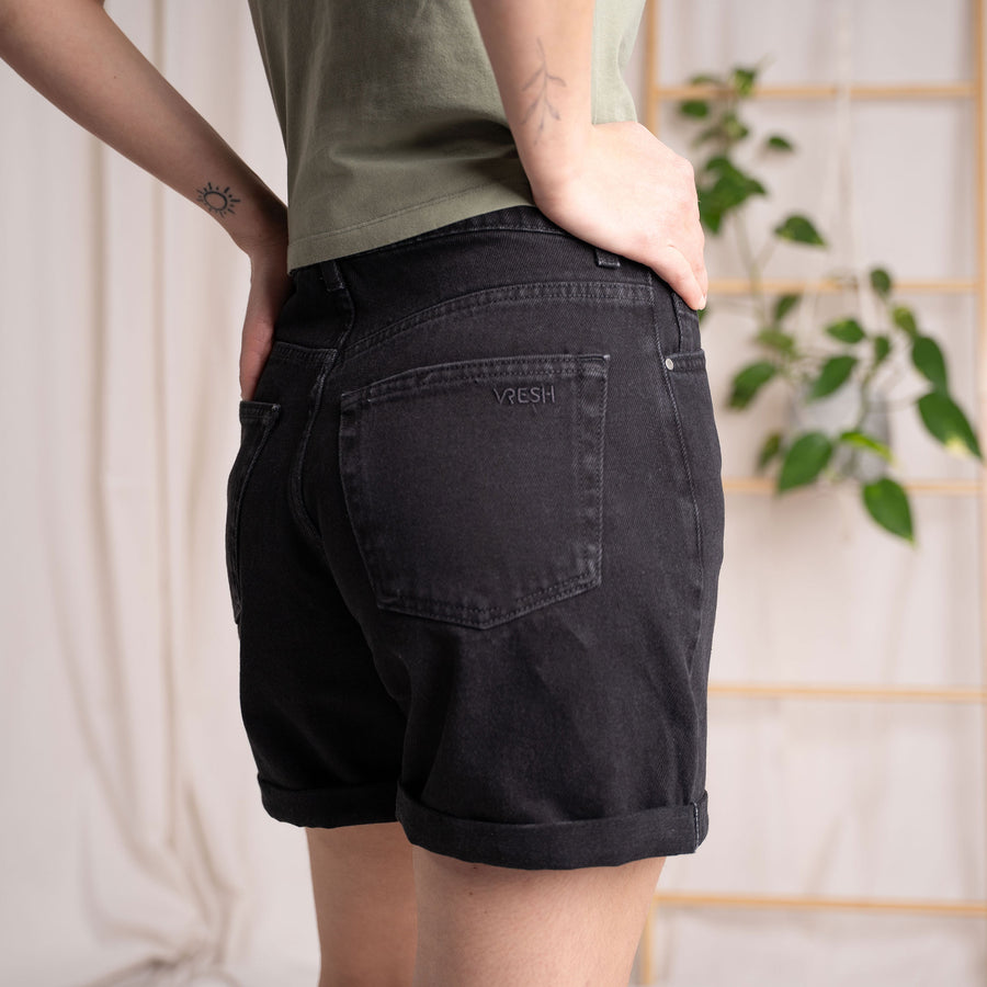 Stev - Jeans-Shorts aus Biobaumwolle, Schwarz