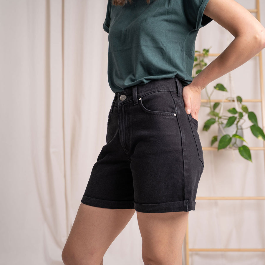 Stev - Jeans-Shorts aus Biobaumwolle, Schwarz