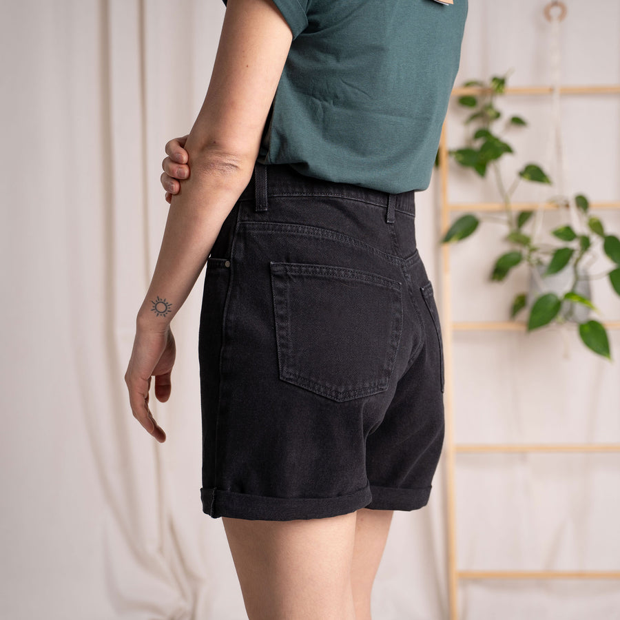 Stev - Jeans-Shorts aus Biobaumwolle, Schwarz