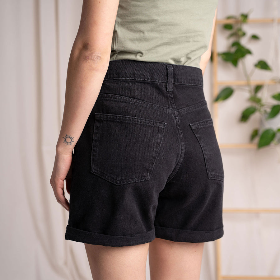 Stev - Jeans-Shorts aus Biobaumwolle, Schwarz