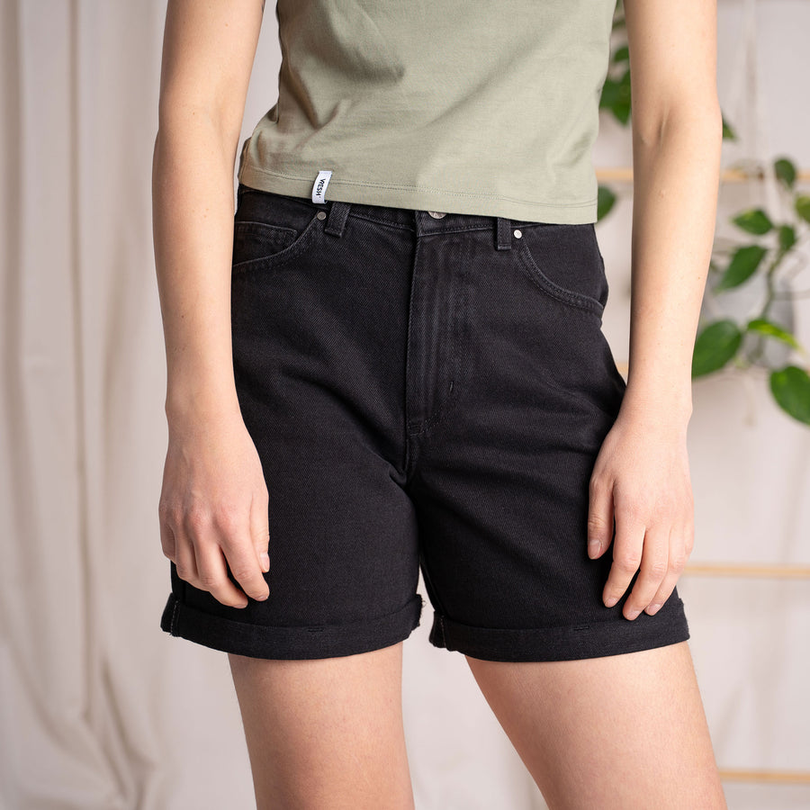 Stev - Jeans-Shorts aus Biobaumwolle, Schwarz