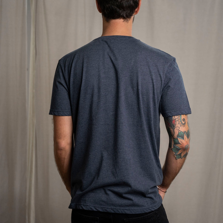Stevan - Classic Fit T-Shirt aus Biobaumwoll-Mix, Blau-Meliert