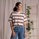 Vaiana - gestreiftes T-Shirt aus Biobaumwolle, Rotbraun/Ecru