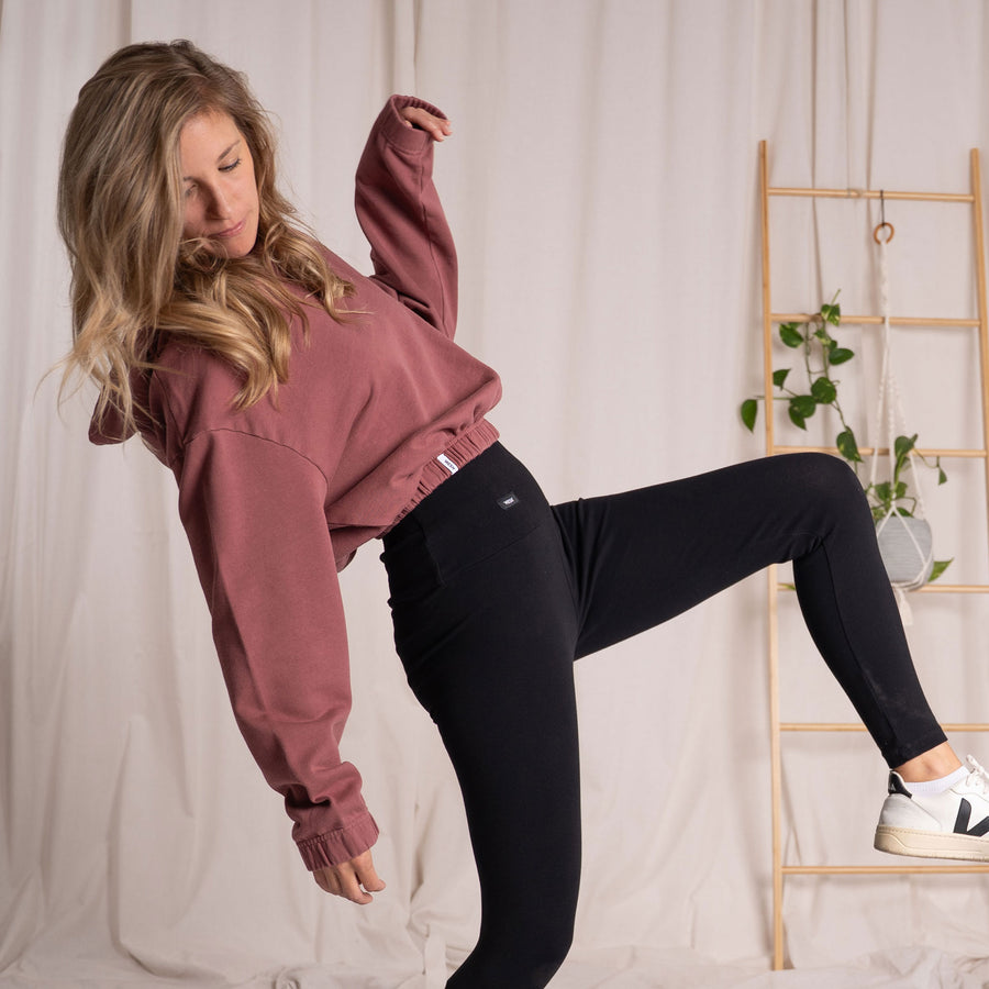 Valeria - Crop Hoodie aus Biobaumwolle, Malve