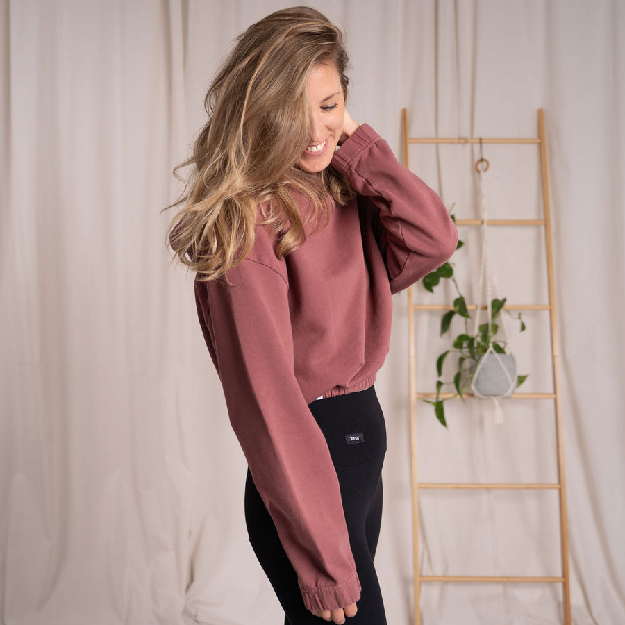 Valeria - Crop Hoodie aus Biobaumwolle, Malve