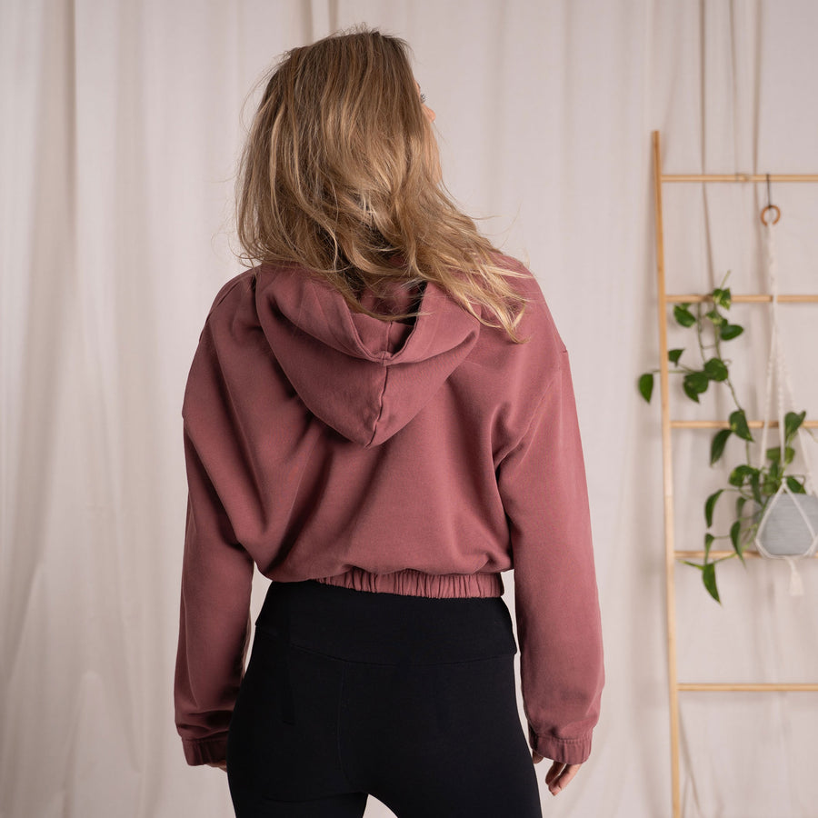 Valeria - Crop Hoodie aus Biobaumwolle, Malve