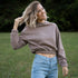 Valeria - Crop Hoodie aus Biobaumwolle, Taupe