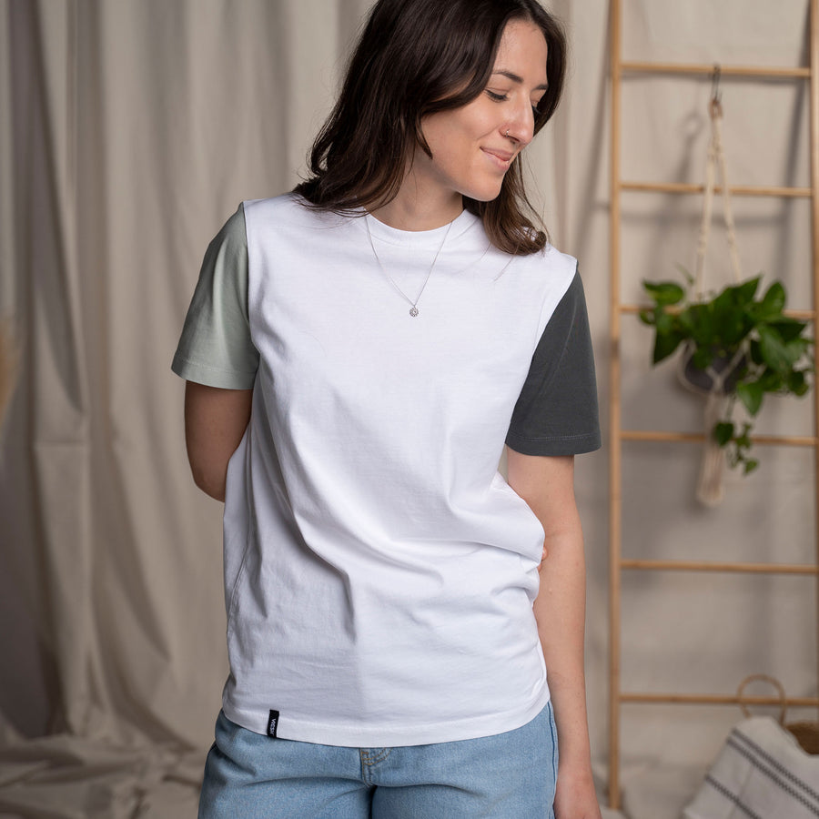 Vanta - T-Shirt aus Biobaumwolle, Weiß/Mint/Waldgrün
