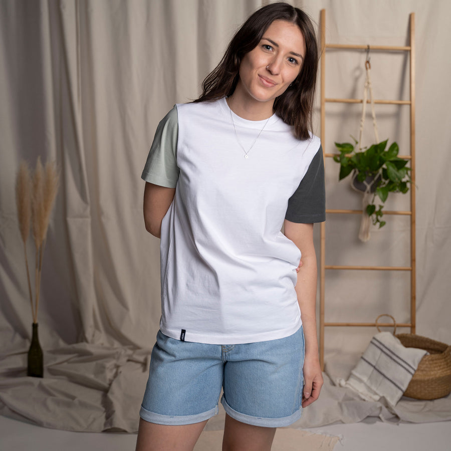 Vanta - T-Shirt aus Biobaumwolle, Weiß/Mint/Waldgrün