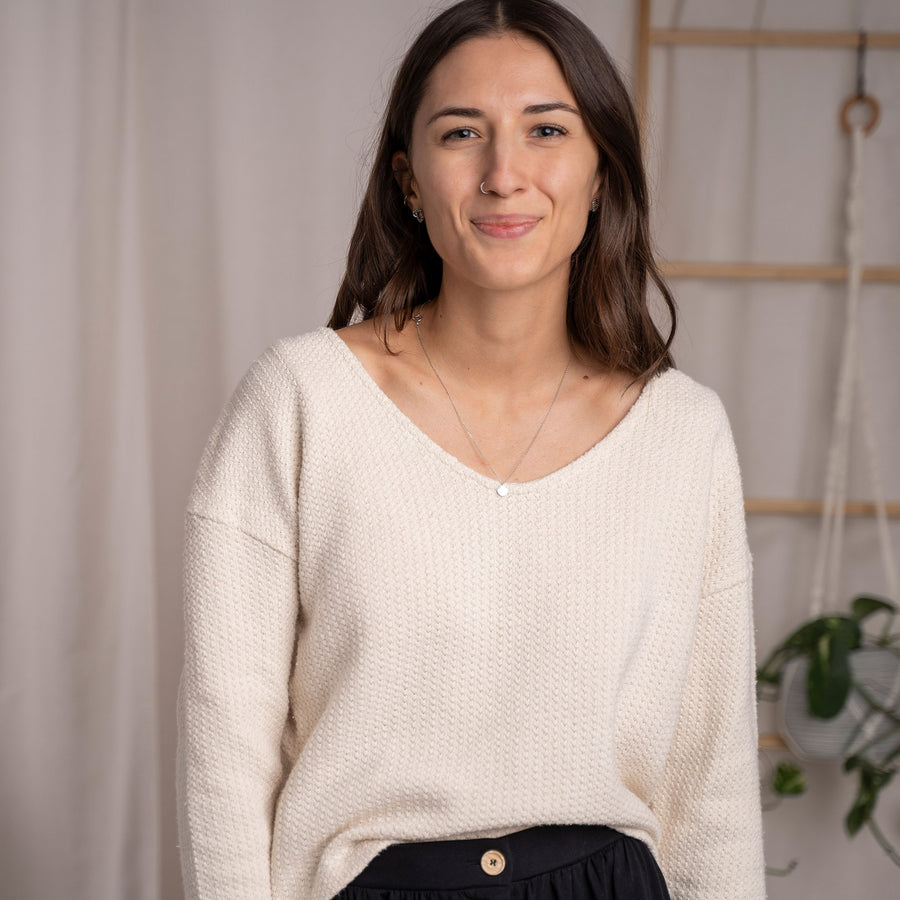 Vantasia - Pullover aus recycelter Baumwolle, Ecru