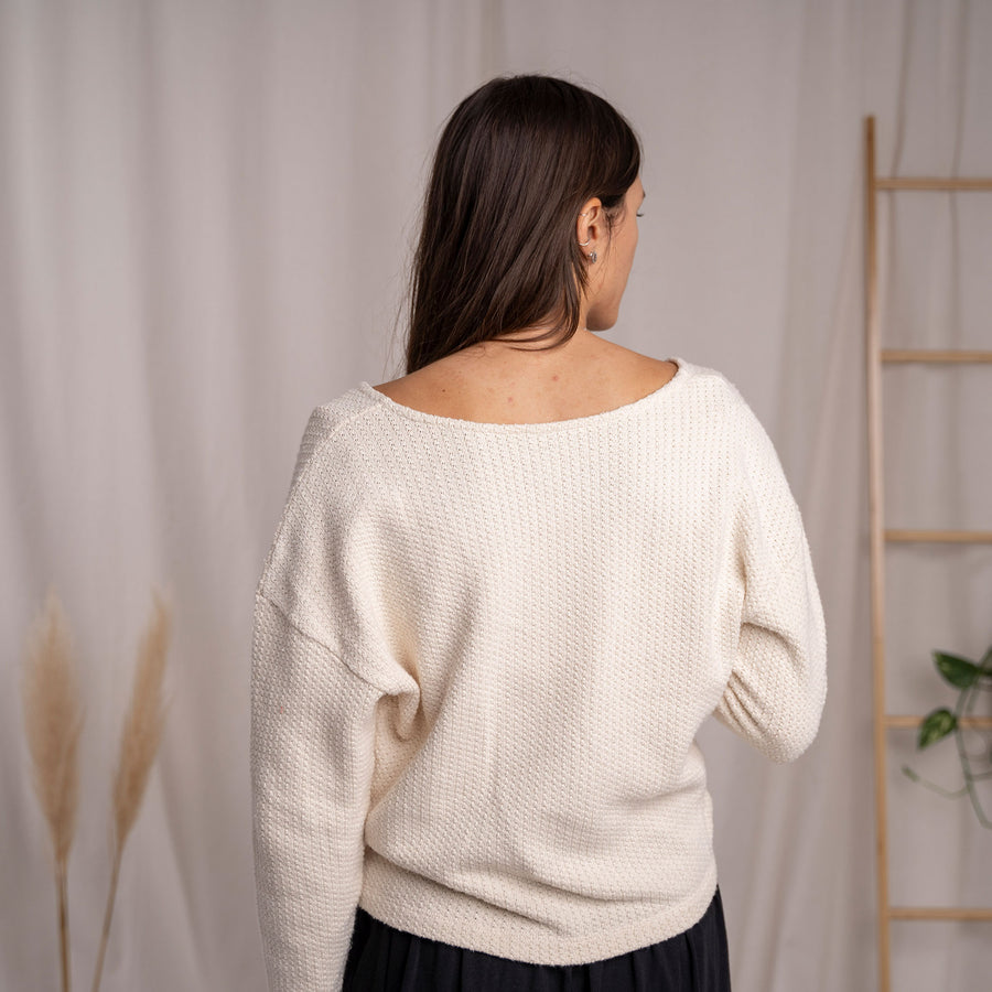 Vantasia - Pullover aus recycelter Baumwolle, Ecru