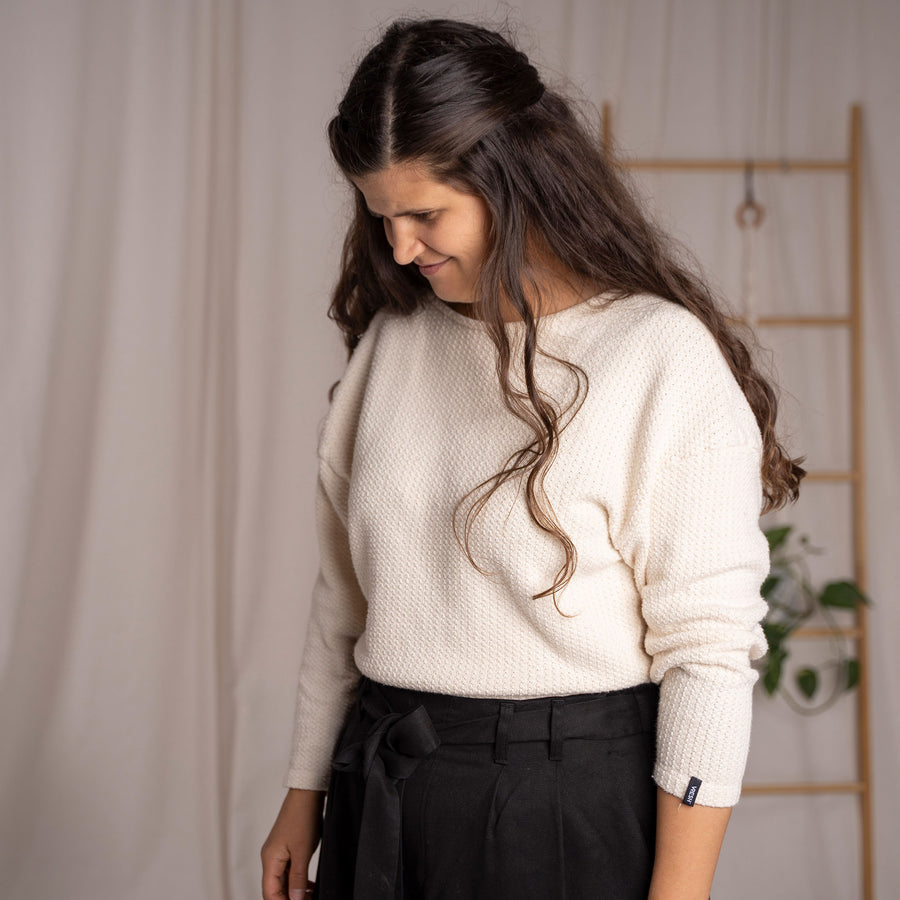 Vantasia - Pullover aus recycelter Baumwolle, Ecru