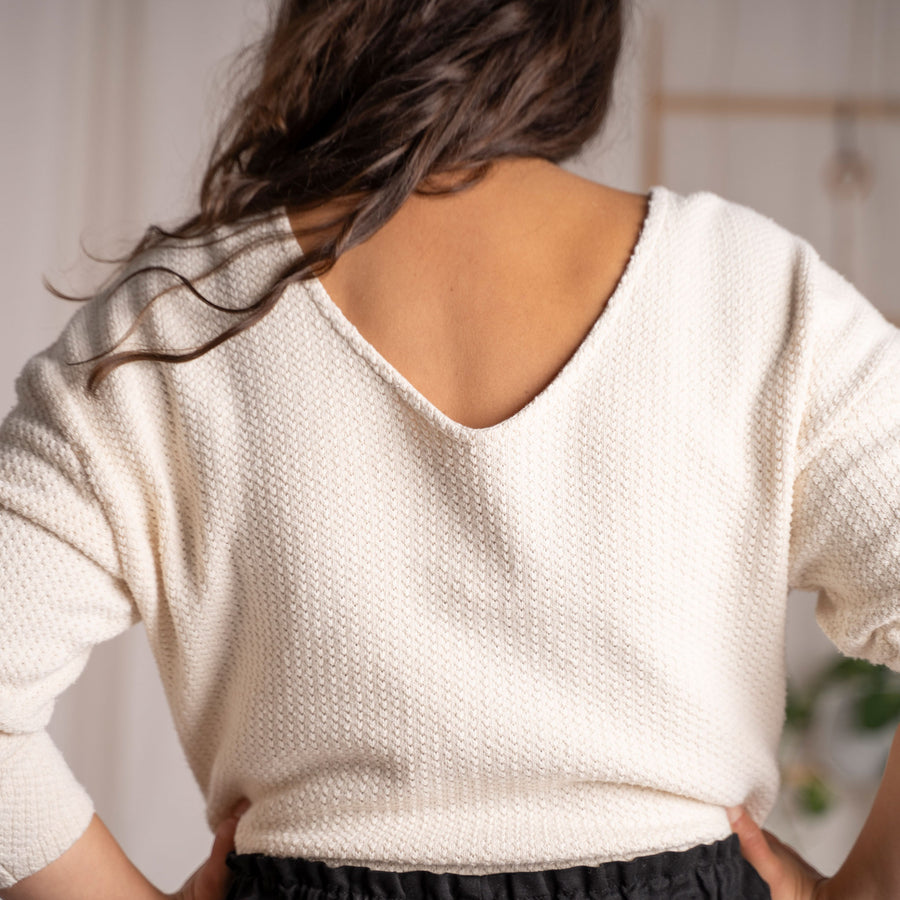 Vantasia - Pullover aus recycelter Baumwolle, Ecru