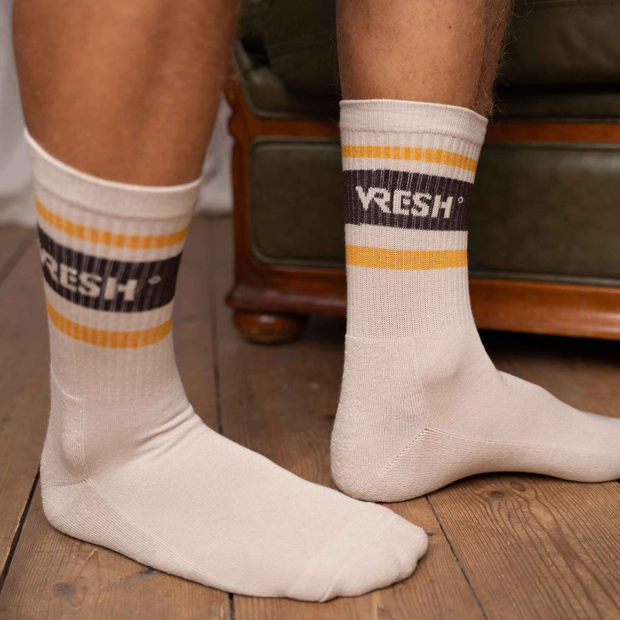 Varis - Tennis Socken aus Biobaumwoll-Mix, Braun/Senf