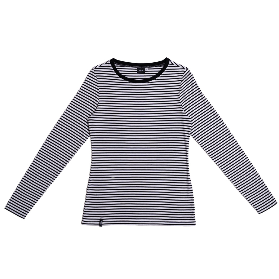 Vee - Longsleeve aus Biobaumwolle, Gestreift S/W