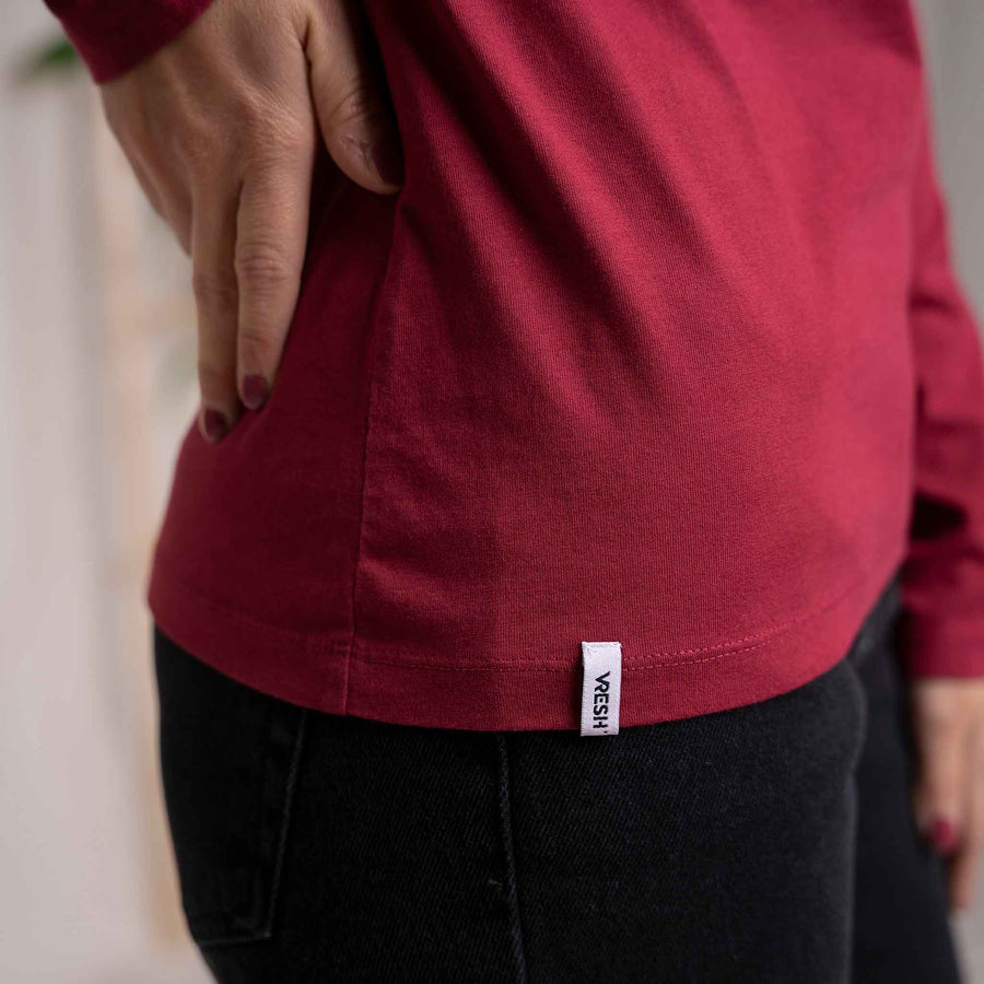 Vee - Longsleeve aus Biobaumwolle, Kirschrot