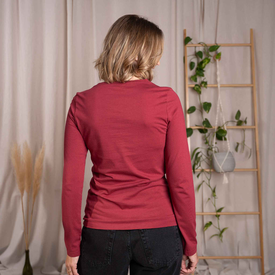 Vee - Longsleeve aus Biobaumwolle, Kirschrot
