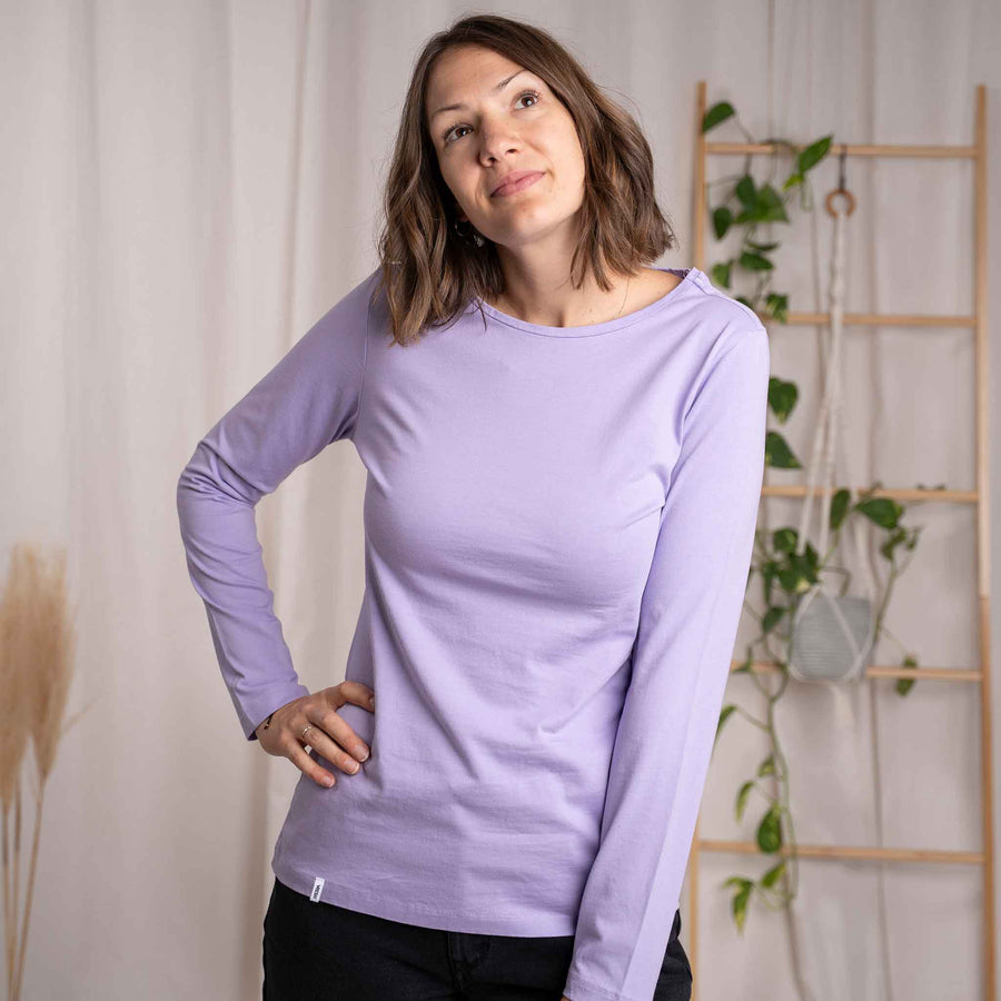 Vee - Longsleeve aus Biobaumwolle, Lavendel