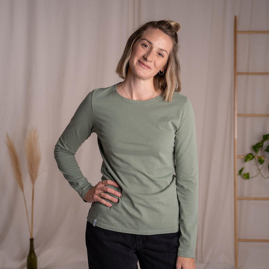 Vee - Longsleeve aus Biobaumwolle, Salbei