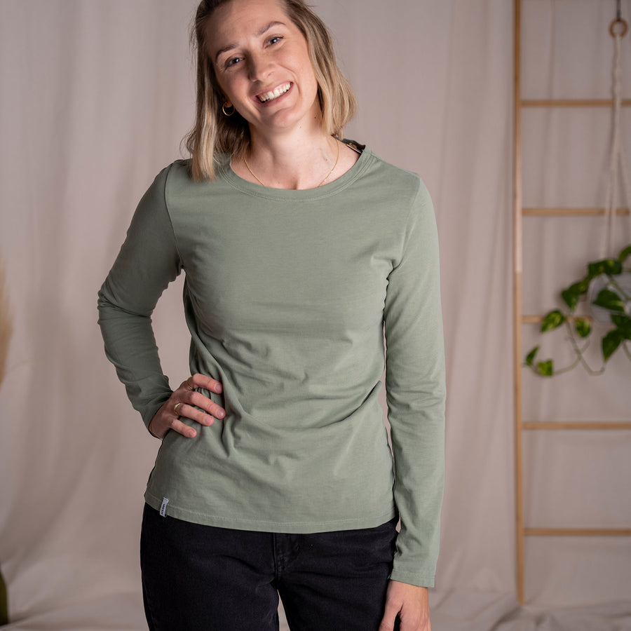 Vee - Longsleeve aus Biobaumwolle, Salbei