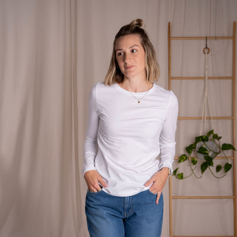 Vee - Longsleeve aus Biobaumwolle, Weiß