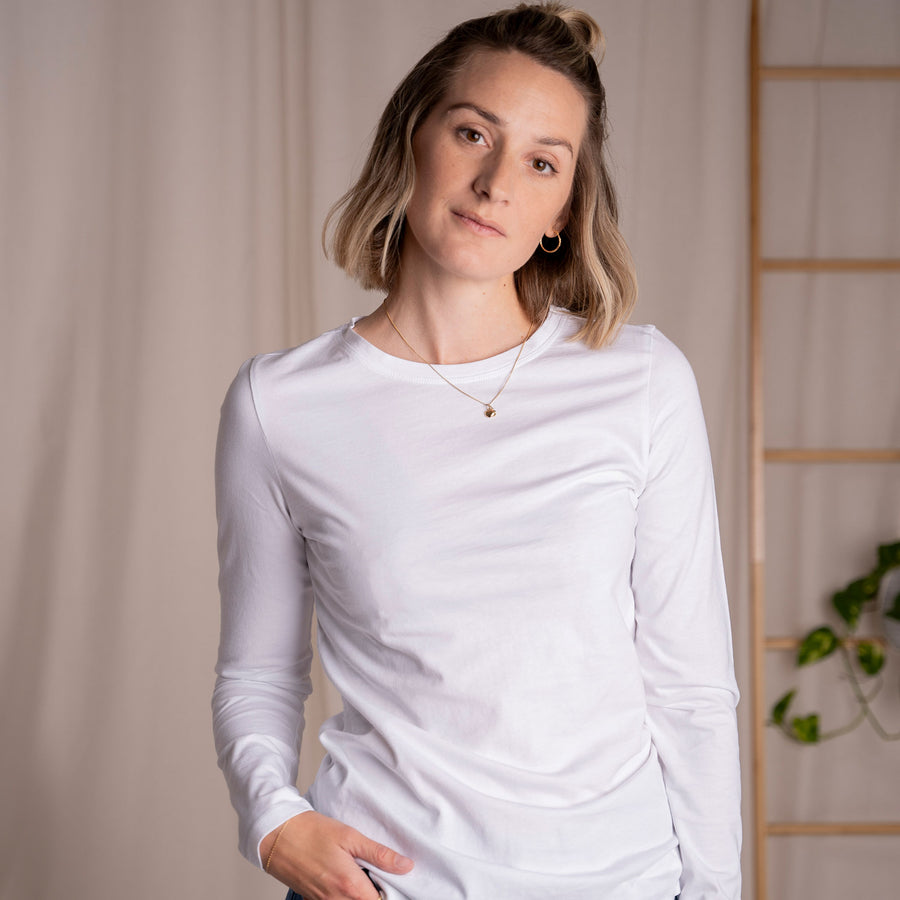 Vee - Longsleeve aus Biobaumwolle, Weiß