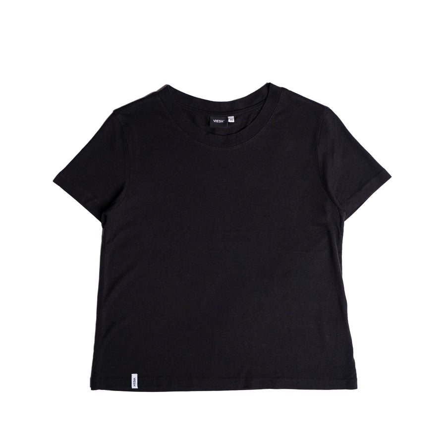Veli - Crop T-Shirt aus Tencel-Mix, Schwarz