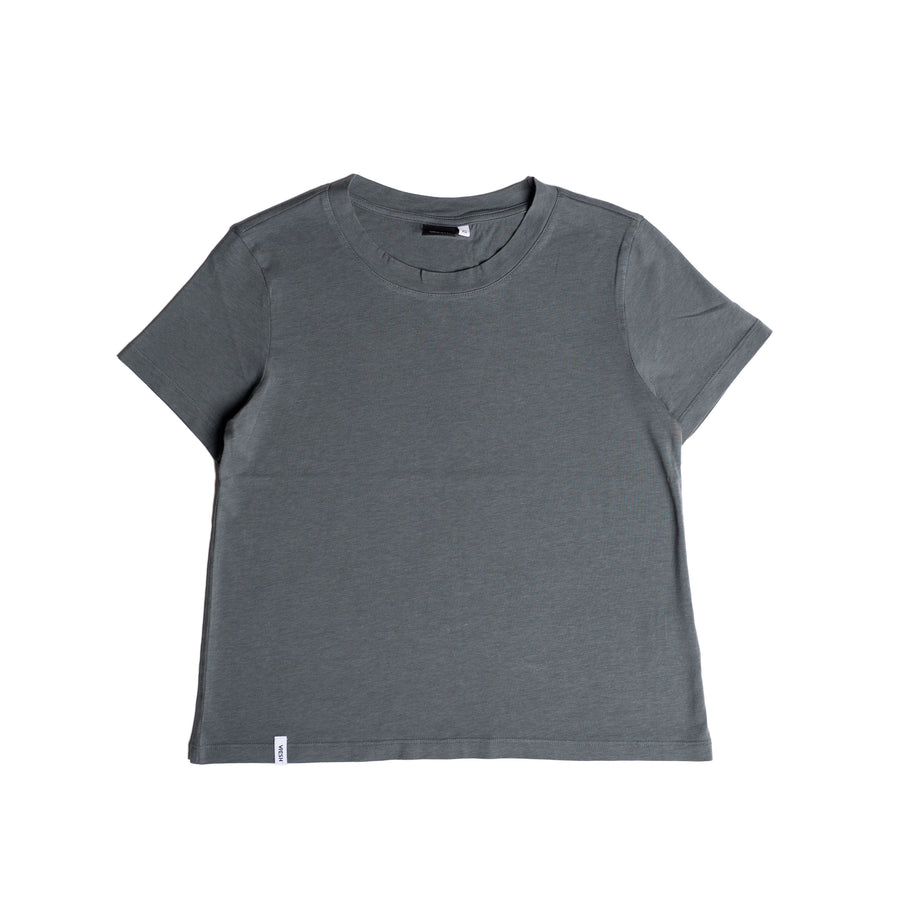 Veli - Crop T-Shirt aus Tencel-Mix, Tannengrün