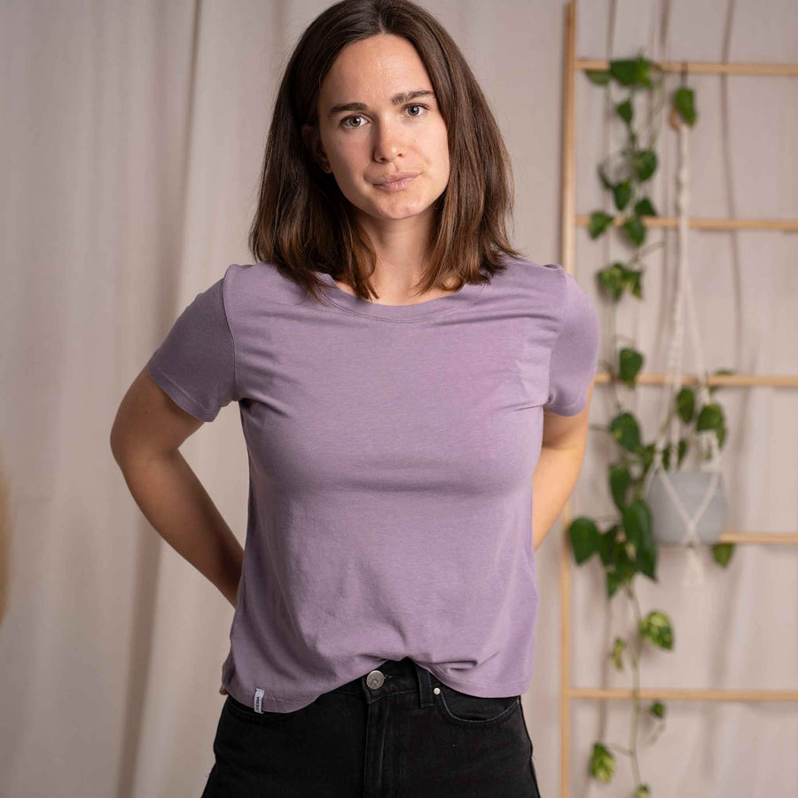 Veli - Crop T-Shirt aus Tencel-Mix, Lila