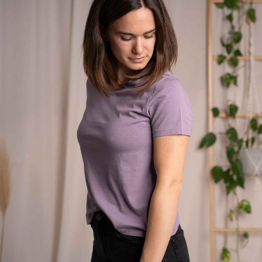 Veli - Crop T-Shirt aus Tencel-Mix, Lila