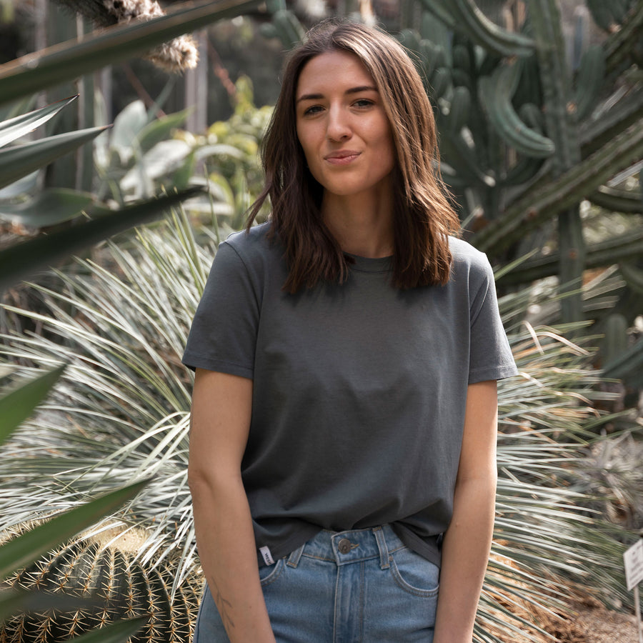 Veli - Crop T-Shirt aus Tencel-Mix, Tannengrün