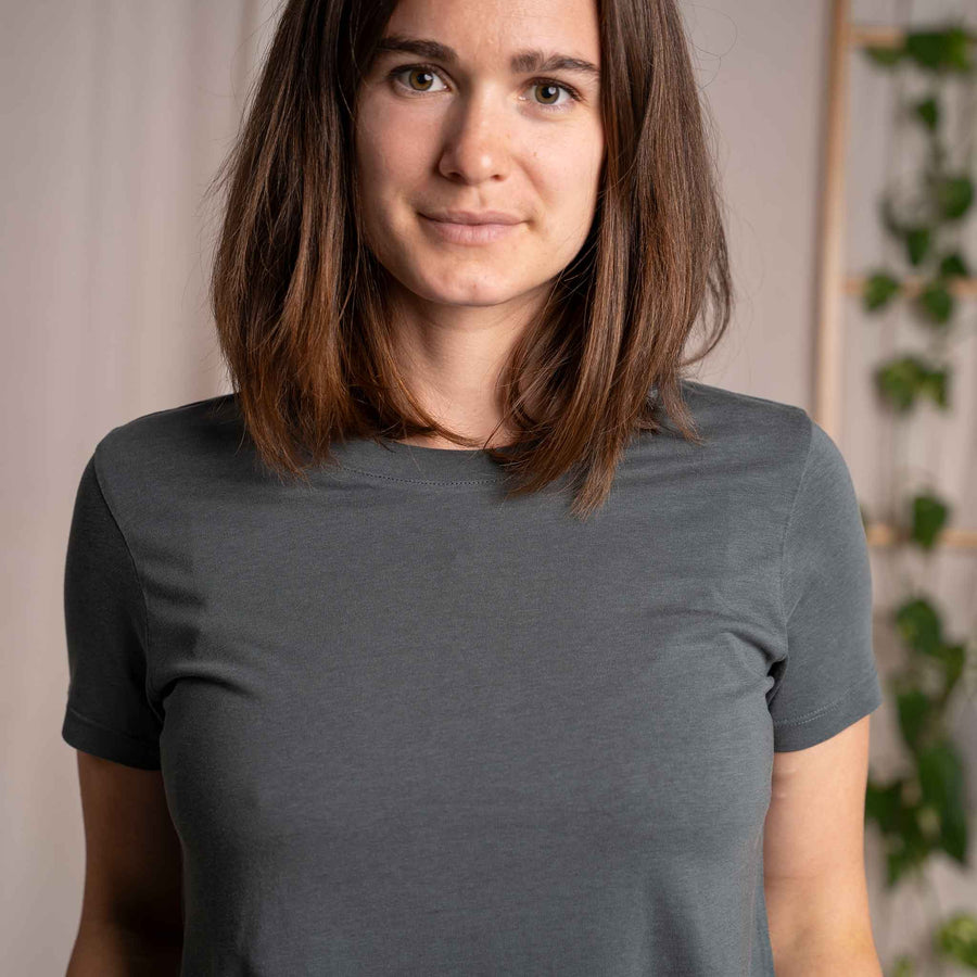 Veli - Crop T-Shirt aus Tencel-Mix, Tannengrün