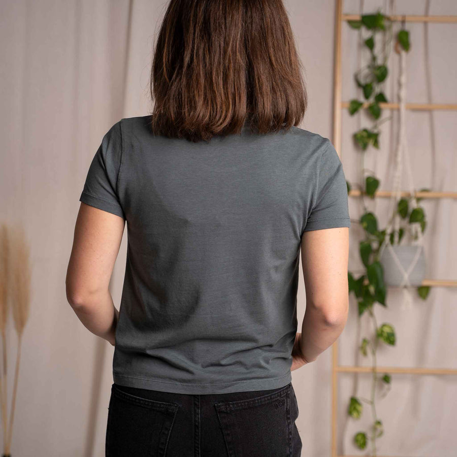 Veli - Crop T-Shirt aus Tencel-Mix, Tannengrün