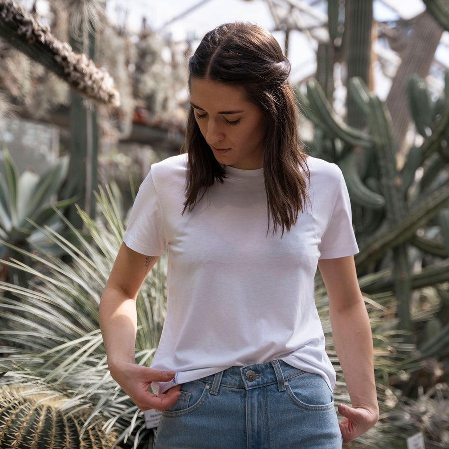 Veli - Crop T-Shirt aus Tencel-Mix, Weiß