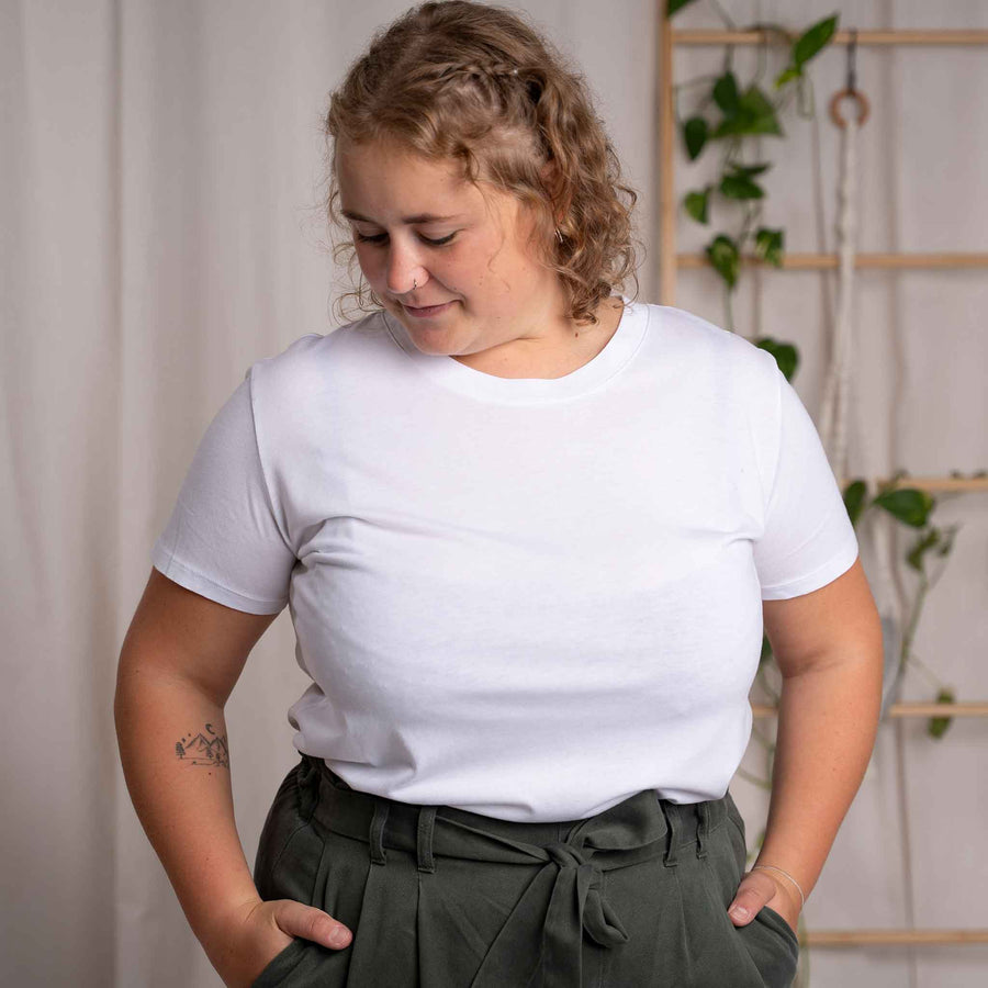 Veli - Crop T-Shirt aus Tencel-Mix, Weiß