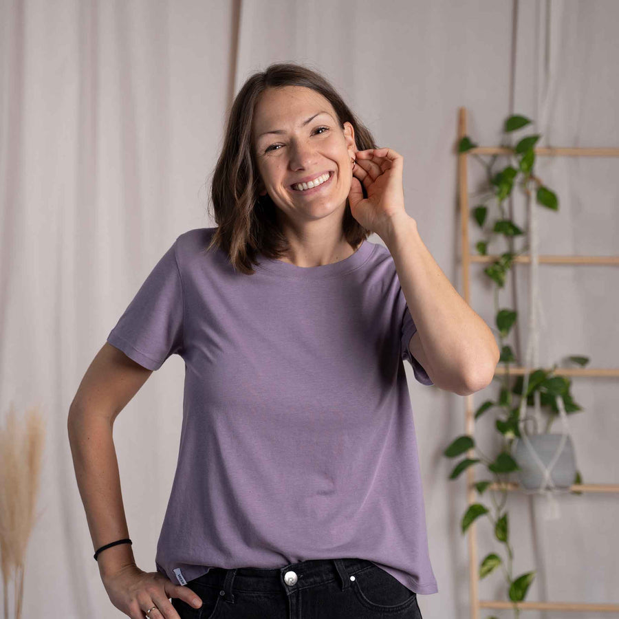 Veli - Crop T-Shirt aus Tencel-Mix, Lila