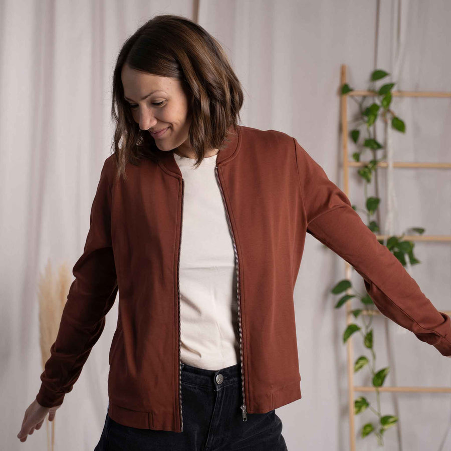 Velia - Zip Weste aus Biobaumwolle, Zimt