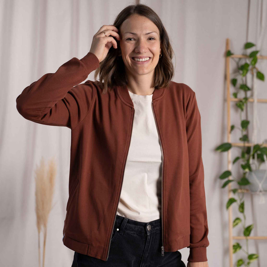 Velia - Zip Weste aus Biobaumwolle, Zimt